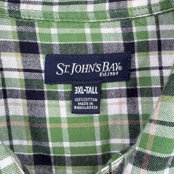. John's Bay Big & Tall Mens Green Plaid LS Button Up Flannel Shirt Sz. 3XLT - Picture 6 of 11